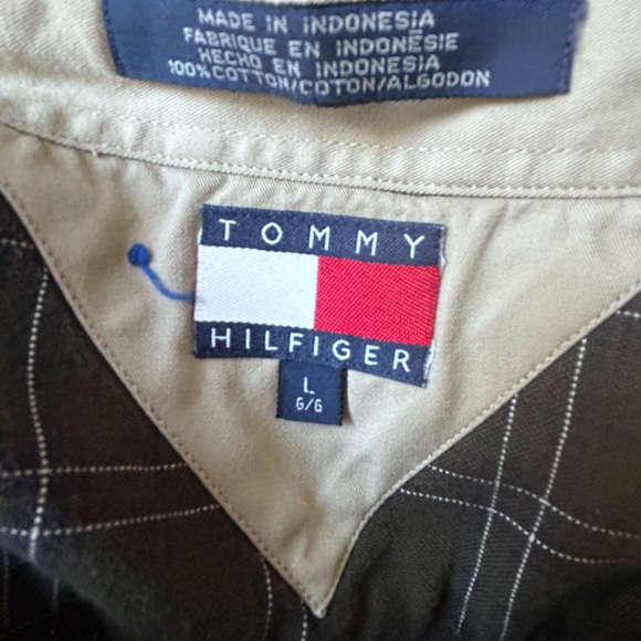 4- Tommy Hilfiger Large Men’s Long Sleeve Buttoned Up Shirts Collared Plaid Red - Picture 11 of 15